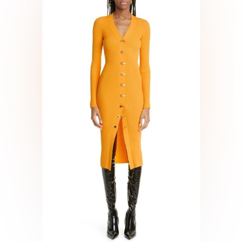 Dion Lee Amber Gradient Rib Long Sleeve Cardigan Midi Dress - M
